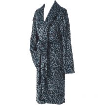 Peignoir col chale Leopard bleu