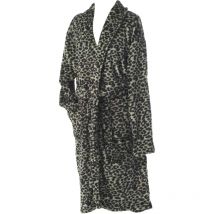 Peignoir col chale Leopard kaki