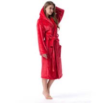 Lablanc - Peignoir d'intérieur/Peignoir de Bain à Capuche pour Femme et Homme Tailles Peignoir adulte rouge XXL,Robe de Chambre Eponge 2 Poches,