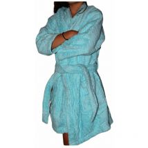 Peignoir en coton Bio enfant, coloris lagon, Taille 12 ans