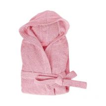Peignoir Eponge 100% Coton Couleur Unie Doux Homme Femme Ceinture Poches Capuche Rose - l