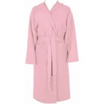 Peignoir Microfibre Moderne Couleur Unie Doux Homme Femme Ceinture Poches Capuche Rose - m
