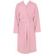 Peignoir Microfibre Moderne Couleur Unie Doux Homme Femme Ceinture Poches Capuche Rose - xl