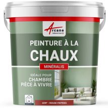 Peinture chaux naturelle : peinture sans émanation mineralis - 60 m² (2x5 kg en 1 couche) Paprika Rouge Arcane Industries