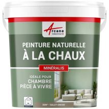 Peinture chaux naturelle : peinture sans émanation MINERALIS - 30 m² (5 kg en 1 couche) Galet Grège - ARCANE INDUSTRIES