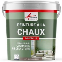 Peinture chaux naturelle : peinture sans émanation MINERALIS - 60 m² (2x5 kg en 1 couche) Châtaigne Brun - ARCANE INDUSTRIES