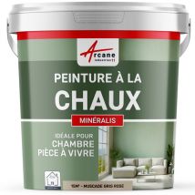 Peinture chaux naturelle : peinture sans émanation mineralis - 15 m² (2.5 kg en 1 couche) Muscade Gris Rose Arcane Industries