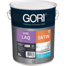 Gori - Peinture acrylique murs, plafonds et menuiseries intérieures laq satin, noir 9005, bidon de 3 litres