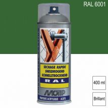 Peinture aérosol ral 6001 Vert émeraude brillant 400ml Motip