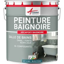 Arcane Industries - Peinture baignoire et lavabo - Résine de rénovation pour émail, acrylique et fonte 2.5 kg (jusqu'à 8 m² en 2 couches) Bleu D'eau