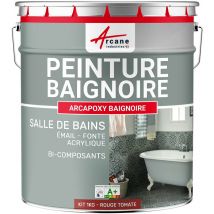 Peinture baignoire et lavabo - Résine de rénovation pour émail, acrylique et fonte Arcane Industries 1 kg (jusqu'à 3 m² en 2 couches) Rouge Tomate