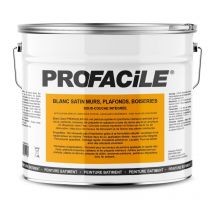 Peinture blanc satin intérieur murs, plafonds, boiseries, radiateurs, sans odeur, 2 en 1, sous-couche intégrée Profacile ffffff 10 litres
