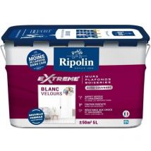Peinture Blanc Velours monocouche pour Murs, Plafonds, Boiseries et Radiateurs - 5L Ripolin