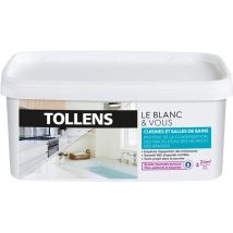 Tollens - Peinture Blanche Cuisines et Salles de Bains Résiste à l'Humidité et aux Moisissures - Velours - Blanc 2L = 24m2