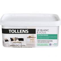 Tollens - Peinture Blanche Satin - Toutes Pièces Murs, Plafonds, Boiseries - Resiste aux Chocs - 2,5L = 30m2