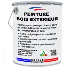 Peinture Bois Exterieur - 4x5 l - Codeve Bois - ral 5005 - Bleu sécurité - Extérieures Pour Protection De Votre Chalet, Abri, Garage Ou Cabane.