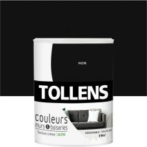 Peinture Couleurs pour Murs et Boiseries Tollens Toutes pièces - Ultra résistante - Satin - Noir - 0,75L = 9m2