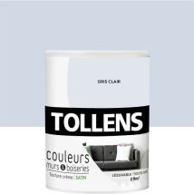 Peinture Couleurs pour Murs et Boiseries - TOLLENS - Toutes pièces - Ultra résistante - Satin - Gris Clair - 0,75L = 9m2