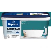 Peinture Murale spéciale Cuisine et Bain - Satin - 2L - Bleu Pop - Ripolin
