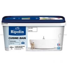 Peinture Murale spéciale Cuisine et Bain - Satin - 2L - Blanc Ripolin