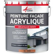 Peinture façade acrylique 14 couleurs - durable jusqu'à 15 ans - rénovation façade, mur crépi - Arcafacade Renov - 10 L (+ ou - 60 m² en 1 couche)