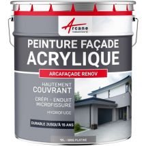 Peinture façade acrylique 14 couleurs - durable jusqu'à 15 ans - rénovation façade, mur crépi - Arcafacade Renov - 10 l (+ ou - 60 m² en 1 couche)