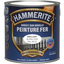 Peinture Direct Sur Rouille Laqué - Blanc Pur ral 9010 - 0,75 l Hammerite