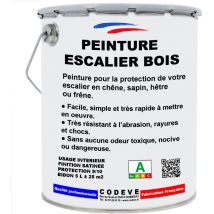 Codève Bois - Peinture Escalier Bois - 4x5 l - Codeve Bois - ral 9010 - Blanc pur - Pour La Protection De Votre Escalier En Chêne, Sapin Ou Hêtre.