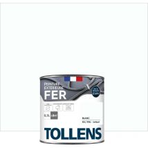 Tollens - Peinture extérieure fer 2 en 1 - Ultra Résistante Brillant - Blanc - 0,5L = 8m2