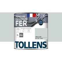 Tollens - Peinture extérieure fer 2 en 1 - Ultra Résistante Brillant - Gris Clair - 2L = 32m2