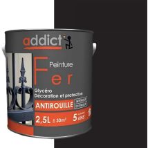 Addict - Vernice antiruggine per ferro, nero intenso, 2,5 litri, per interni ed esterni