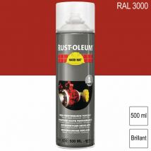 Peinture de finition industrielle aérosol Hard Hat ral 3000 Rouge feu brillant 500ml Rust-oleum