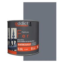 Addict - Pintura de hierro antioxidante gris antracita, 0,5 litros, interior y exterior