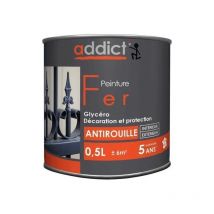 Addict - 0,5 litros de pintura de hierro antioxidante blanca pura, interior y exterior