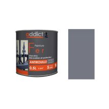 Addict - Pintura de hierro antioxidante gris plateada de 0,5 litros, interior y exterior.