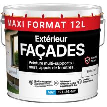 Peinture Extérieure Multi-supports 165743 – 12l – Mat En Phase Aqueuse – Pour Maçonnerie, Bois Et Métal – Garantie 15 Ans