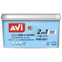 Peinture murs & plafonds AVI 2en1 Blanc mat 2,5 l