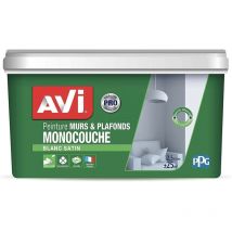 Peinture murs & plafonds AVI Monocouche Blanc satin 2,5 l