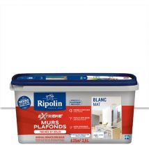Ripolin - Peinture Blanc Mat - Murs et Plafonds tachés et salis - 2,5L