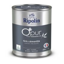Peinture o'pur murs, boiseries & radiateurs Ripolin 472185 - Gris cementite - Satin veloute - 2 l