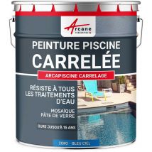 Arcane Industries - Peinture Piscine Carrelage - 20 kg (jusqu'à 65m² en 2 couches) Bleu Ciel - ral 5015