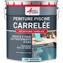 Peinture Piscine Carrelage - 20 kg (jusqu'à 65m² en 2 couches) Bleu Clair Arcane Industries