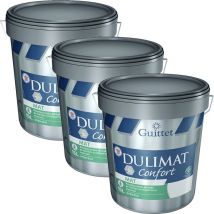 Guittet - Peinture professionnelle Dulimat Confort - idéale pour Salons et Chambres - Pack x3 Choisissez votre teinte: Peinture Blanche