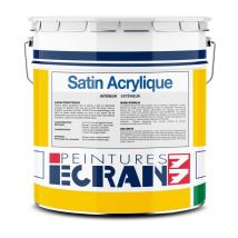 Peinture professionnelle satin, mur, plafond, boiserie, intérieur, peinture opacifiante, sans odeur, Satin Acrylique ECRAN 77 ffffff 15 litres