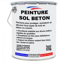 Peinture Sol Beton - 5 L - Codeve Bois - RAL 7040 - Gris fenêtre - Sol Garage, Escalier, Atelier Industriel, Terrasse Béton Ou Ciment