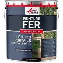 Arcane Industries - Peinture métal et fer pour portail, grille, garde-corps : arcalaque 101 - 0.5 l Noir Mat - ral 9005