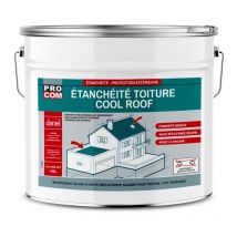 Procom - Peinture toiture étanche Cool Roof, peinture réfléchissante blanche, anti chaleur ffffff 10 litres