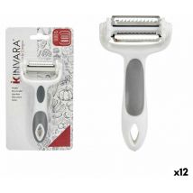 Kinvara - Pelador 3 en 1 12 x 3 x 22 cm gris acero inoxidable blanco polipropileno tpr (12 unidades)