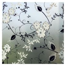 Fleur - Película para ventana con diseño de flores, antiespías, opaca, 44,5 x 200 cm, película electrostática para ventana con diseño de flores
