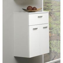 Pelipal Mobile Da Bagno Quickset 359 In Bianco Lucido, Larghezza 53 Cm Mobile Base Con 2 Ante, 1 Cassetto E 1 Ripiano
